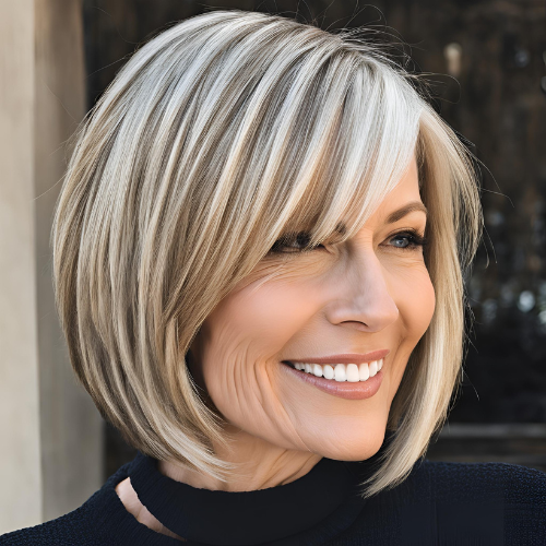 Straight Bob with Side-Swept Bangs