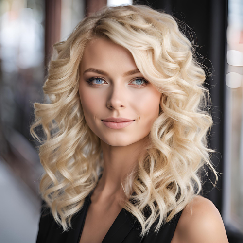 Bright Blonde with Soft Curls