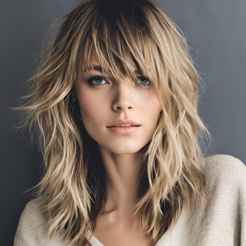 Choppy Layers with Asymmetrical Bangs