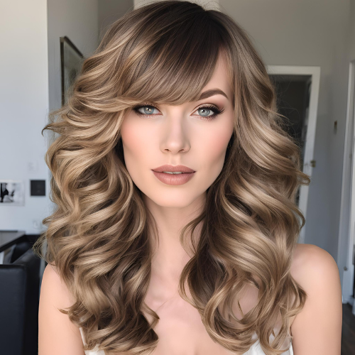 Hollywood Glam Waves with Side Bangs