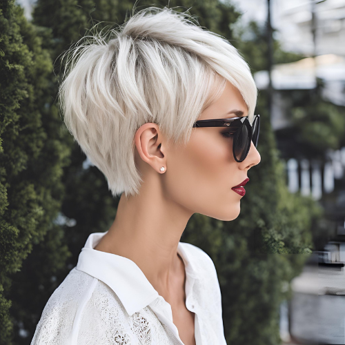 Ice Blonde Pixie Cut