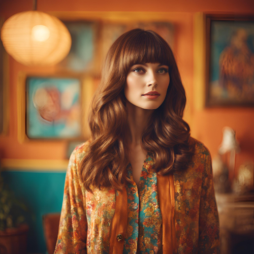 Retro 70s Layers with Full, Rounded Bangs