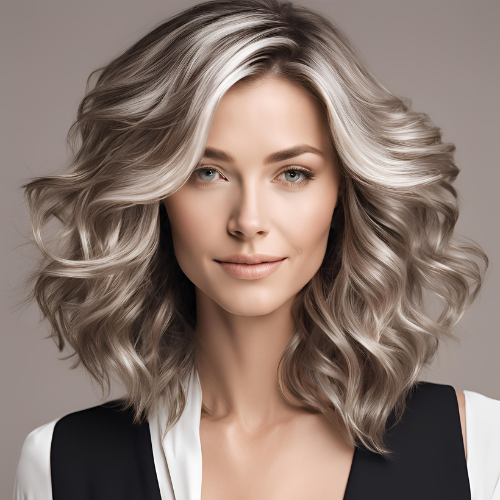 Soft Brown with Bold Platinum Highlights