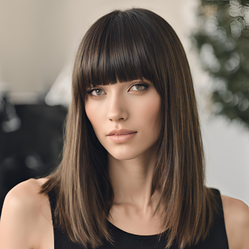 Soft Layers with Full, Blunt Bangs