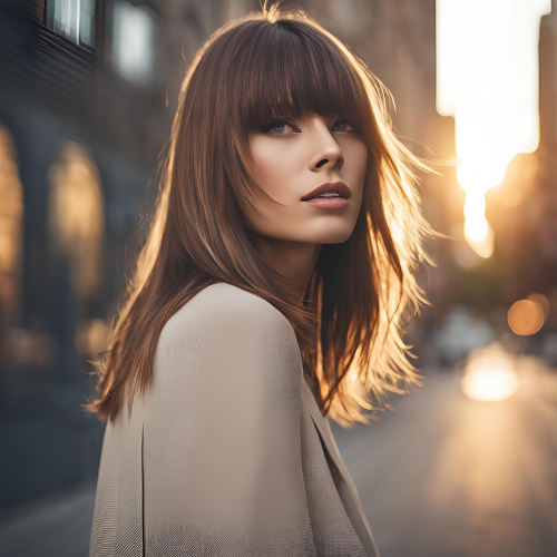 Straight Layers with Arched Bangs