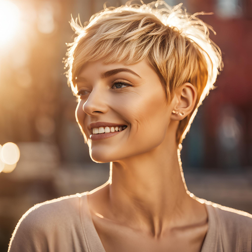 Sunkissed Blonde Pixie Cut