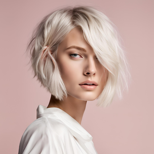 White, Blonde Short Bob